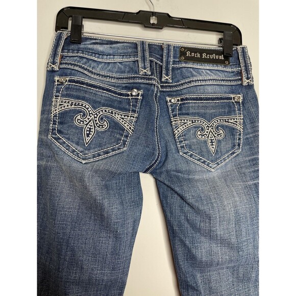 Rock Revival Jeans Womens 26 Blue Blake Boot Bootcut Mid Rise Contrast Stitch - Picture 7 of 10